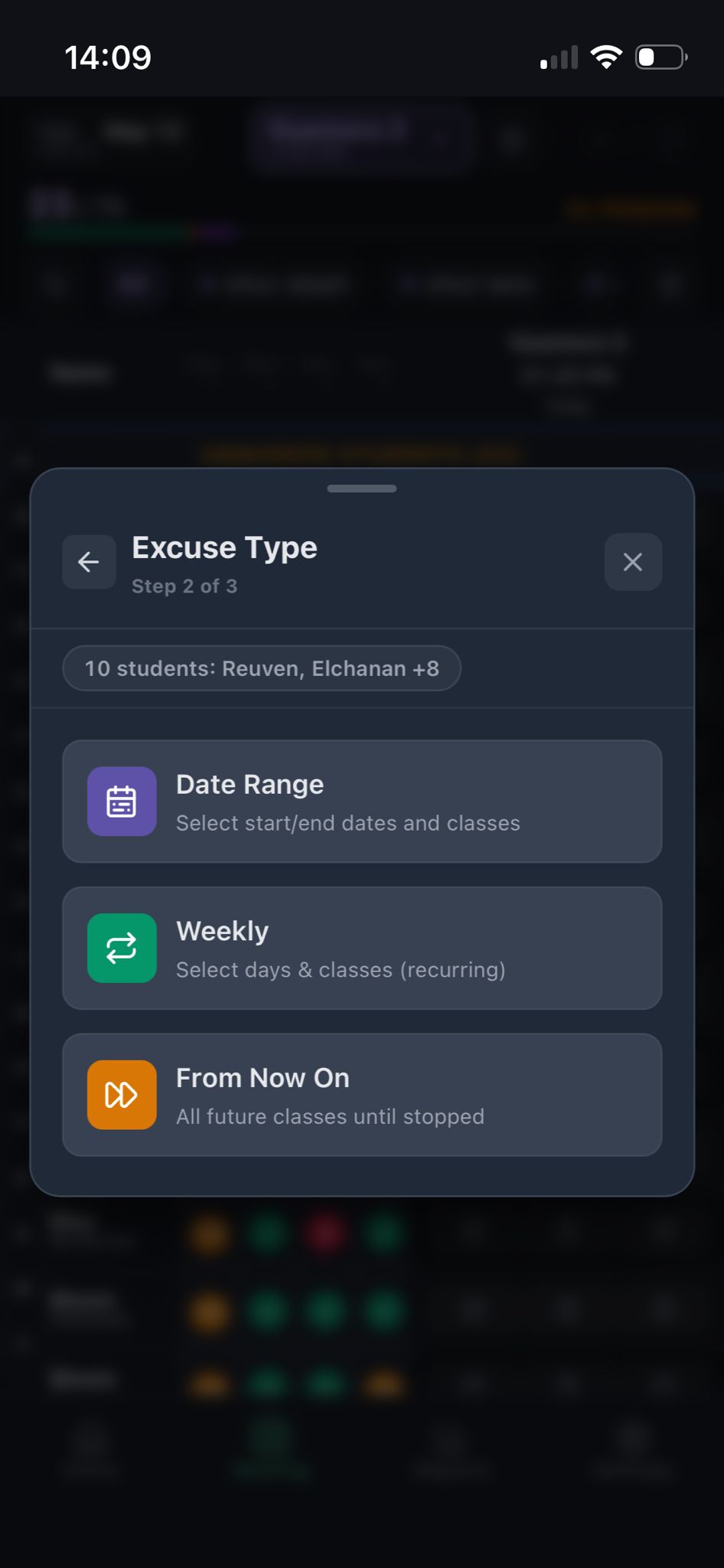 Submitting an excuse